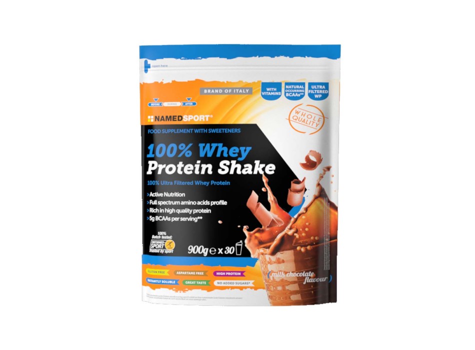 100% WHEY PROTEIN SHAKE - Proteine Concentrate del siero del latte con vitamina B NAMEDSPORT