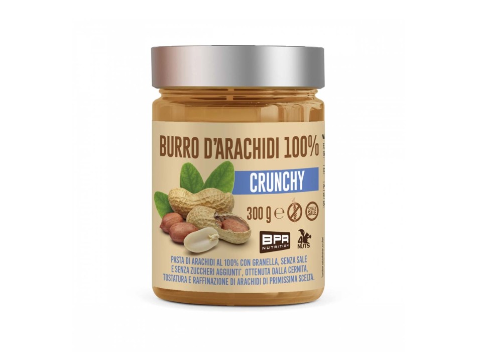 BURRO DI ARACHIDI 100% CRUNCHY - Burro di arachidi con granella di arachidi crunchy BPR NUTRITION