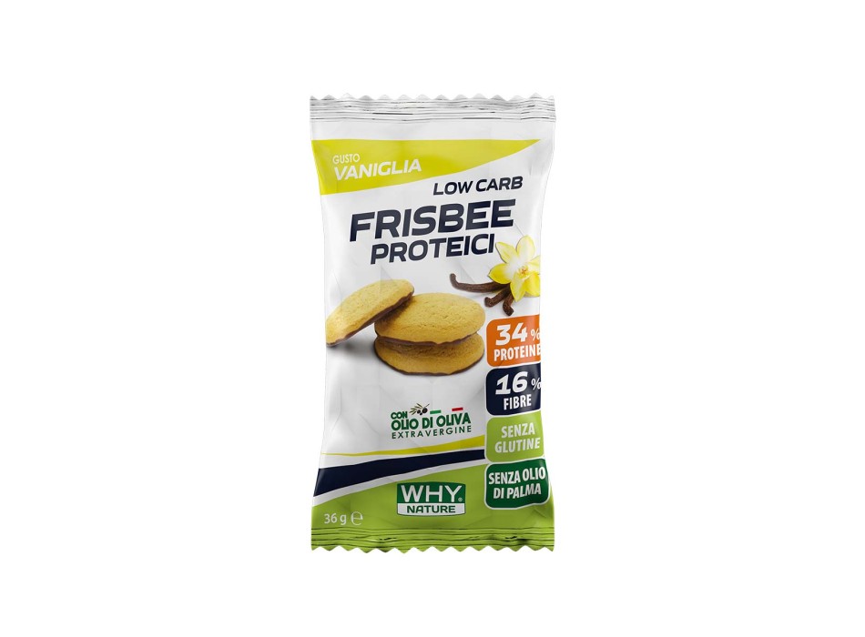 LOW CARB FRISBEE PROTEICI - Biscotti proteici a ridotto contenuto di carboidrati WHY NATURE