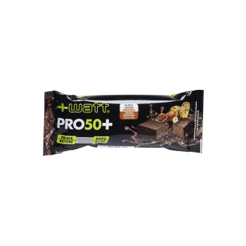 PRO 50+ - Barretta proteica da 50 g ricoperta di cioccolato. +WATT