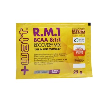 R.M.1 BCAA 8:1:1 RECOVERY MIX - Integratore post-workout con aminoacidi, sali minerali e vitamine +WATT