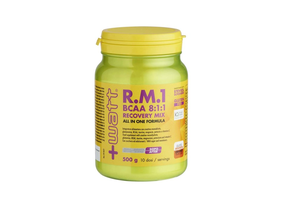 R.M.1 BCAA 8:1:1 RECOVERY MIX - Integratore post-workout con aminoacidi, sali minerali e vitamine +WATT