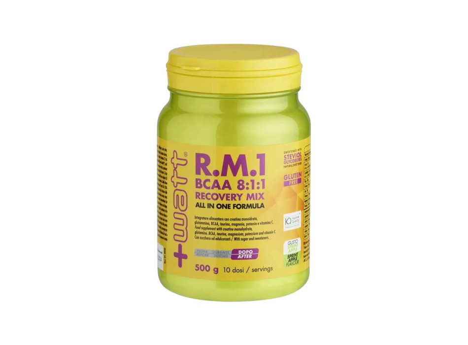 R.M.1 BCAA 8:1:1 RECOVERY MIX - Integratore post-workout con aminoacidi, sali minerali e vitamine +WATT