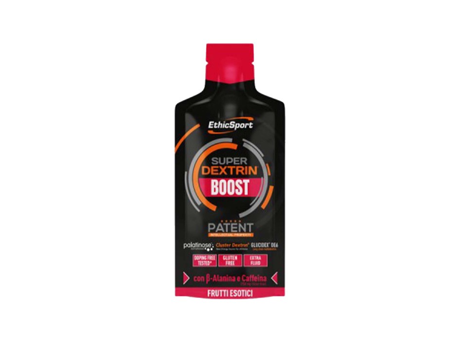 SUPER DEXTRINE BOOST - Gel energetico con carboidrati a rilascio sequenziale con caffeina ETHICSPORT