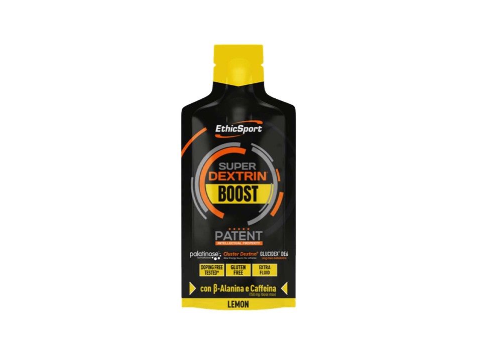 SUPER DEXTRINE BOOST - Gel energetico con carboidrati a rilascio sequenziale con caffeina ETHICSPORT