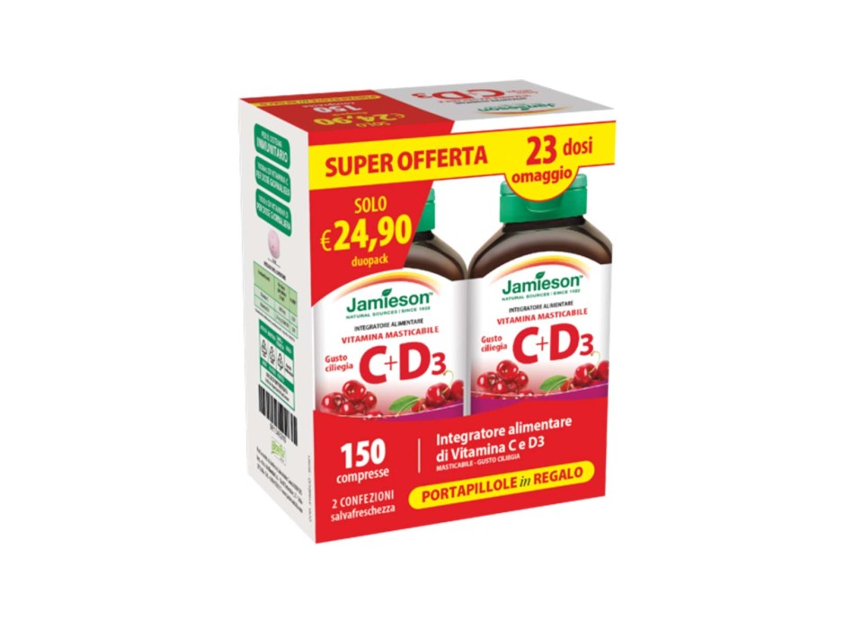 Vitamina C+D masticabile (double pack) 150Cpr. Mastic.